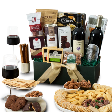 red wine and gourmet treats 